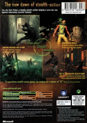 Tom Clancys Splinter Cell Pandora Tomorrow (USA) box cover back